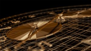 Cinema 4D Artist Adam Wilkes created a 3D golden watch face wireframe for Style frames project